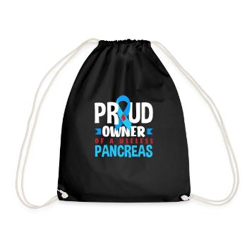 T1D Diabetes Typ 1 Diabetiker Geschenk - Turnbeutel - Schwarz - Vorne