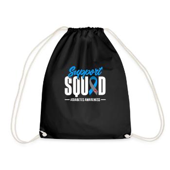 T1D Diabetes Typ 1 Diabetiker Geschenk - Turnbeutel - Schwarz - Vorne
