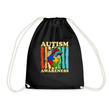 Autism awareness Heart Colors - Drawstring Bag - black - Front