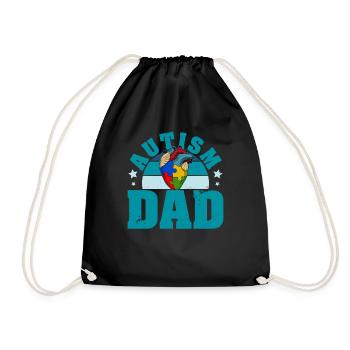 Autism Dad Heart Puzzle Piece Men Women Children - Drawstring Bag - black - Front