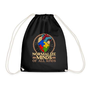Normalize minds of all kinds Autism Heart - Drawstring Bag - black - Front