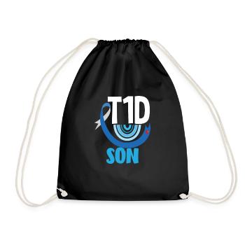 T1D Diabetes Typ 1 Diabetiker Geschenk - Turnbeutel - Schwarz - Vorne