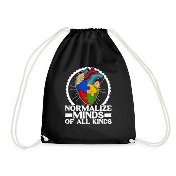 Normalize minds of all kinds Autism Heart - Drawstring Bag - black - Front