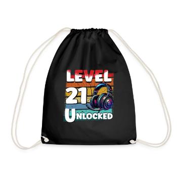 Gaming Geburtstag Level 21 freigeschaltet Zocker - Turnbeutel - Schwarz - Vorne