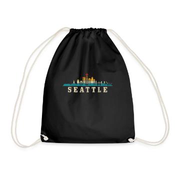 Seattle Washington Souvenir Geschenk - Turnbeutel - Schwarz - Vorne