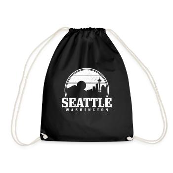 Seattle Washington Souvenir Geschenk - Turnbeutel - Schwarz - Vorne