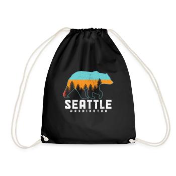Seattle Washington Souvenir Geschenk - Turnbeutel - Schwarz - Vorne