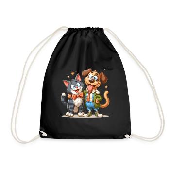 Le chat et le chien comme amis - Sac de sport léger - noir - Devant
