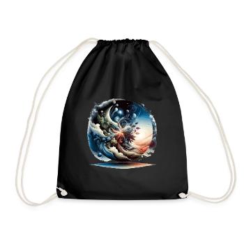 Nature and Space - Drawstring Bag - black - Front