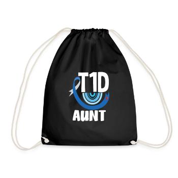 T1D Diabetes Typ 1 Diabetiker Geschenk - Turnbeutel - Schwarz - Vorne
