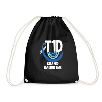 T1D Diabetes Typ 1 Diabetiker Geschenk - Turnbeutel - Schwarz - Vorne