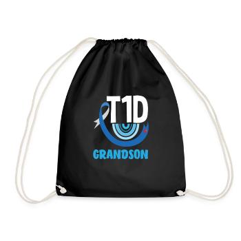 T1D Diabetes Type 1 Diabetic Gift - Drawstring Bag - black - Front