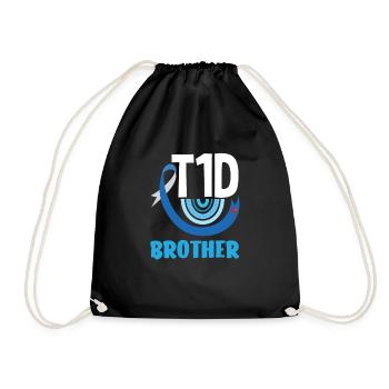 T1D Diabetes Type 1 Diabetic Gift - Drawstring Bag - black - Front