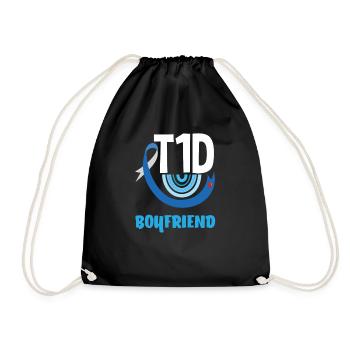 T1D Diabetes Typ 1 Diabetiker Geschenk - Turnbeutel - Schwarz - Vorne