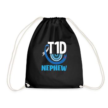 T1D Diabetes Typ 1 Diabetiker Geschenk - Turnbeutel - Schwarz - Vorne