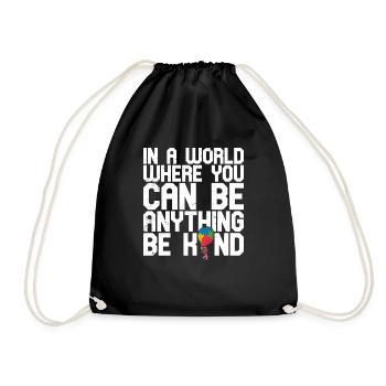 Balloon Autistic Autism thing Puzzle Piece Be Kind - Drawstring Bag - black - Front