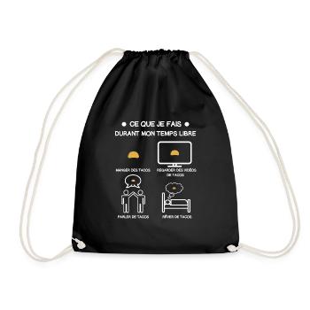 Free Time Tacos Gift - Drawstring Bag - black - Front