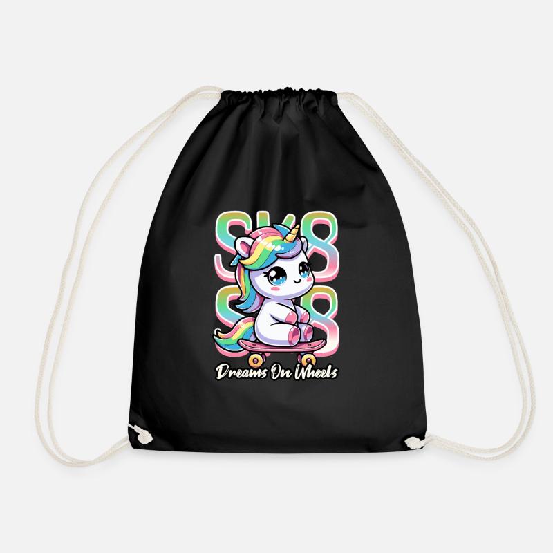 Einhorn Skateboarding - Turnbeutel - Schwarz