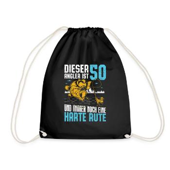 50. Angler Geburtstag 50 Jahre alt - Turnbeutel - Schwarz - Vorne