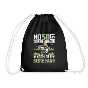 Mit 50 ist dieser Angler immer noch der beste Fang - Turnbeutel - Schwarz - Vorne