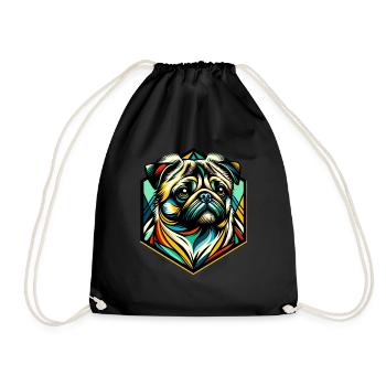 Mops Hund - Turnbeutel - Schwarz - Vorne