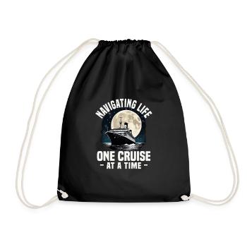 Navigating Life One Cruise At A Time Cruise Ship - Drawstring Bag - black - Front