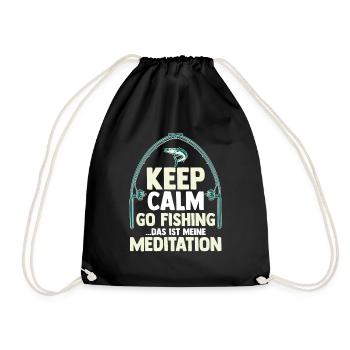 Angler Fishing Fishing Rod Fishing - Drawstring Bag - black - Front