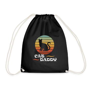 Cat Daddy Vintage Eighties Style Cat Retro - Drawstring Bag - black - Front
