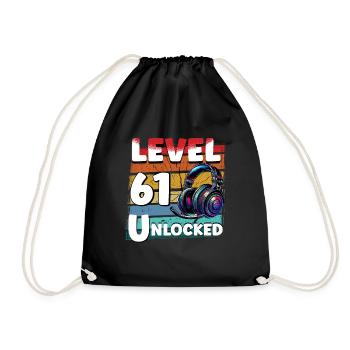 Gaming Birthday Level 61 Unlocked Gamer - Drawstring Bag - black - Front