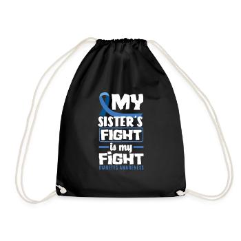 T1D Diabetes Typ 1 Diabetiker Geschenk - Turnbeutel - Schwarz - Vorne