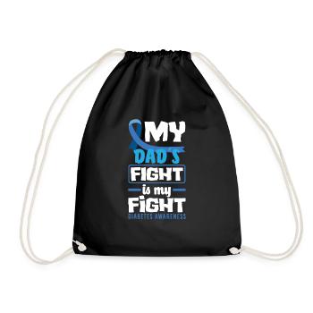 T1D Diabetes Typ 1 Diabetiker Geschenk - Turnbeutel - Schwarz - Vorne