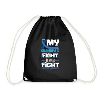 T1D Diabetes Typ 1 Diabetiker Geschenk - Turnbeutel - Schwarz - Vorne