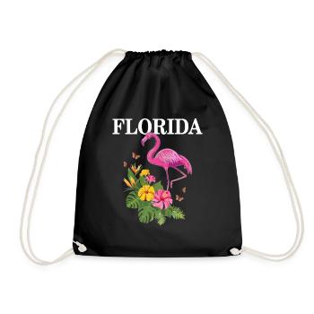 Florida Flamingo Souvenir USA Amerika - Turnbeutel - Schwarz - Vorne