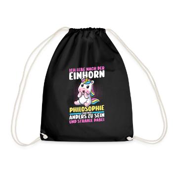 Einhorn - Turnbeutel - Schwarz - Vorne