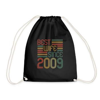 Best wife since 2009 15th wedding anniversary - Drawstring Bag - black - Front