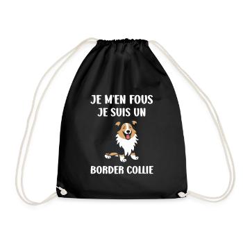 Humour chien border collie - Sac de sport léger - noir - Devant