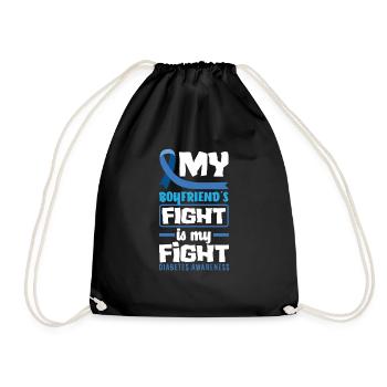 T1D Diabetes Typ 1 Diabetiker Geschenk - Turnbeutel - Schwarz - Vorne