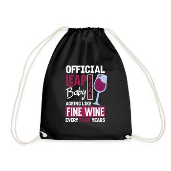 Official Leap Year Baby Fine Wine Birthday - Turnbeutel - Schwarz - Vorne