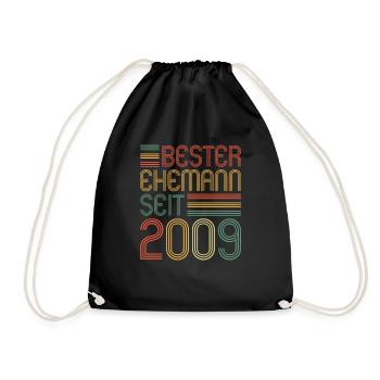 Best husband since 2009 15th wedding anniversary - Drawstring Bag - black - Front
