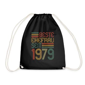 Best wife since 1979 45th wedding anniversary - Drawstring Bag - black - Front