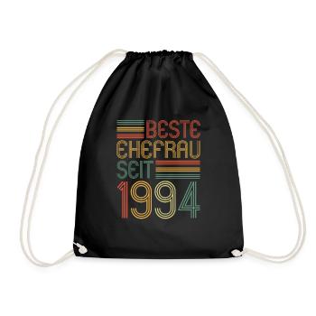 Best wife since 1994 30th wedding anniversary - Drawstring Bag - black - Front