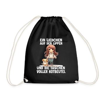 Cute Dog Owner Shirt in Anime Style Dogmom - Drawstring Bag - black - Front