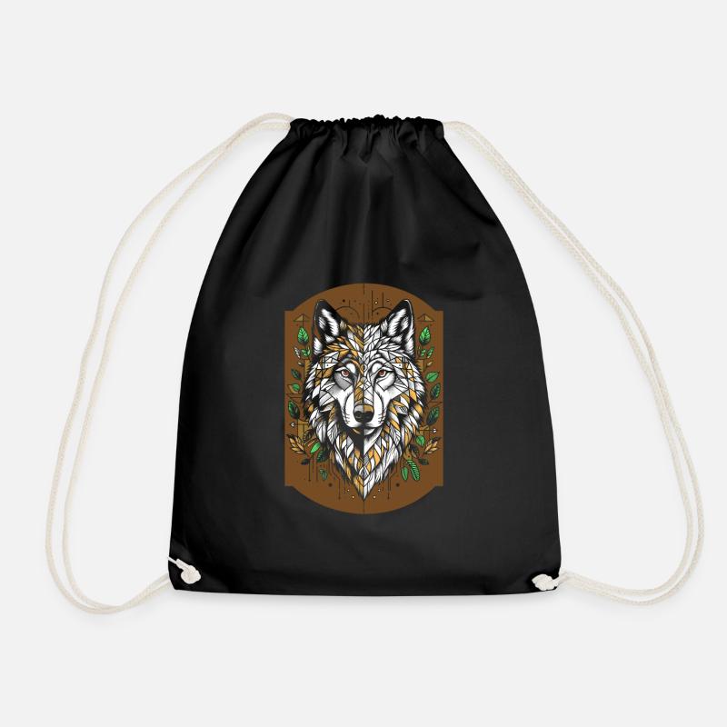 Wolf Geometrisch Polygon Wolf - Turnbeutel - Schwarz