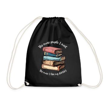 Stack of books . You love books - Drawstring Bag - black - Front