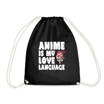 Anime My Love Language Japanese Anime Manga Otaku - Drawstring Bag - black - Front