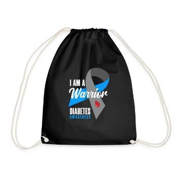 T1D Diabetes Typ 1 Diabetiker Geschenk - Turnbeutel - Schwarz - Vorne