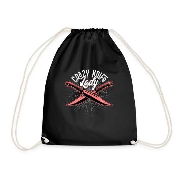 Crazy Knife Lady Knife Collector Hobby - Turnbeutel - Schwarz - Vorne