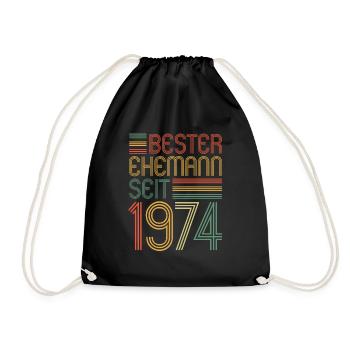 Best husband since 1974 50th wedding anniversary - Drawstring Bag - black - Front