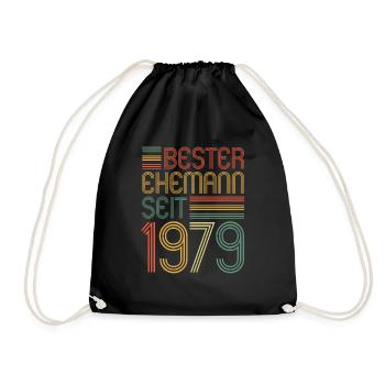 Best Husband Since 1979 45th Wedding Anniversary - Drawstring Bag - black - Front