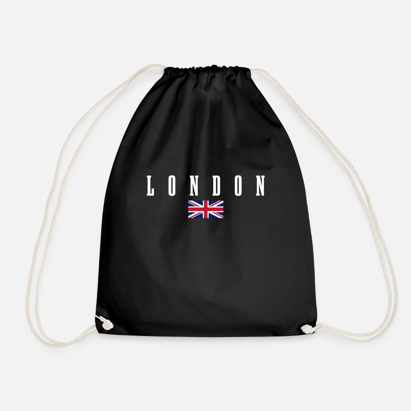 London England UK Souvenir Gift - Drawstring Bag - black